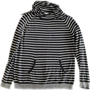 Amour Vert Black Grey Striped Pullover Sweater